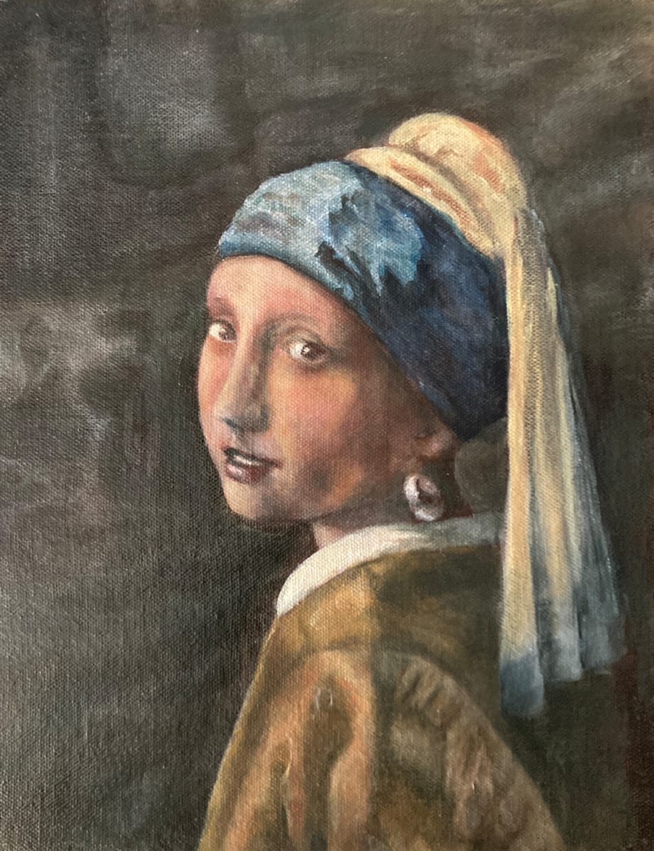 Vermeer's Master Study 1 - Girl with a pearl earring by Chantal  Image: copy of vermeer's girl with a pearl earring