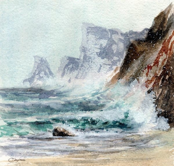 Windswept by Chantal  Image: crashing waves on sea cliffs