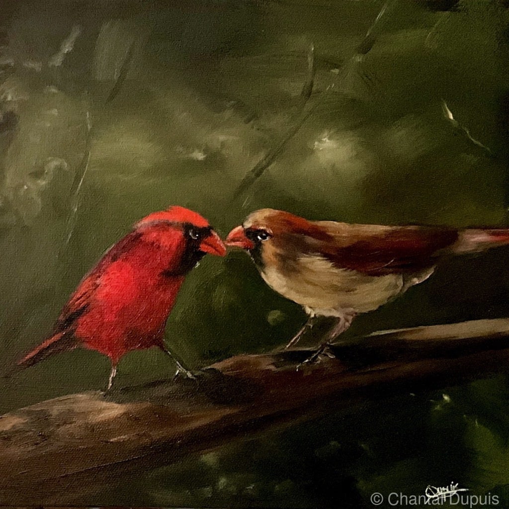 Lucky Couple by Chantal  Image: northern cardinal couple on a branch