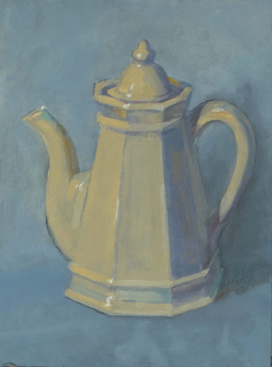 White Teapot in Yellow Light by Michael McSorley 