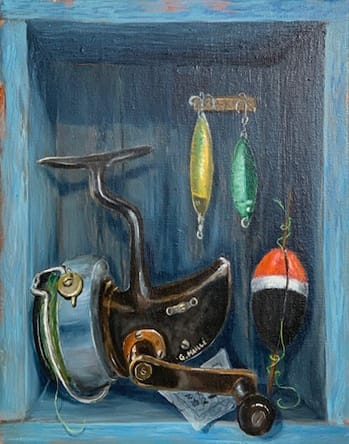 A Fisherman's Tale by Gerard  Image: Wooden niche with fisherman's gear in trompe l'oeil style