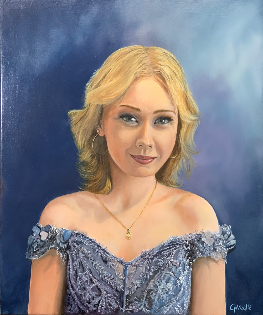 LUCINDA by Gerard  Image: Allow me to share an intimate look into the creation of my latest artwork, titled "Lucinda." This piece is a 51cm x 61cm oil painting on poly-cotton canvas, and it’s one of my most cherished works to date.