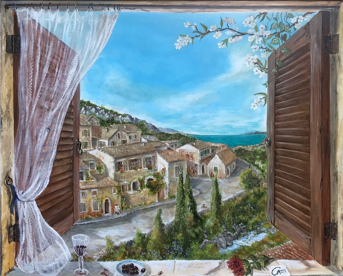 Mediterranean village by Gerard  Image: Oil on board