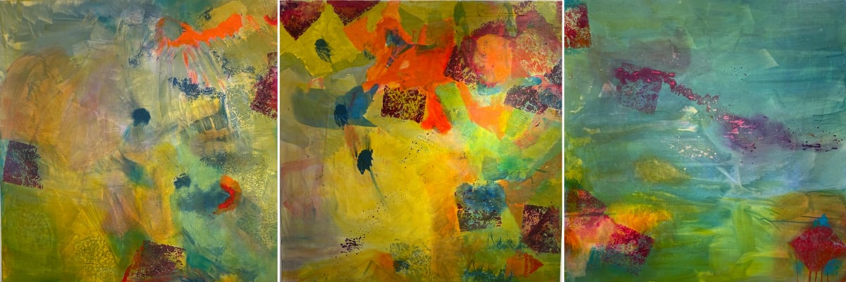 Rays of Light; Underwater Dance, Floating Through Time (Triptych or sold separately) by Bonnie Levinson 