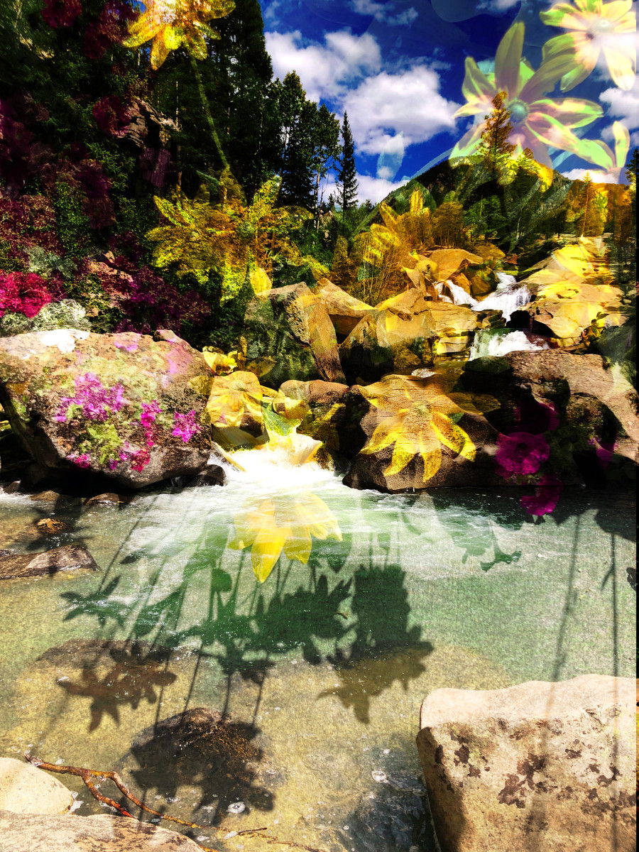 The Grottos with Flowers 2 by Bonnie Levinson 