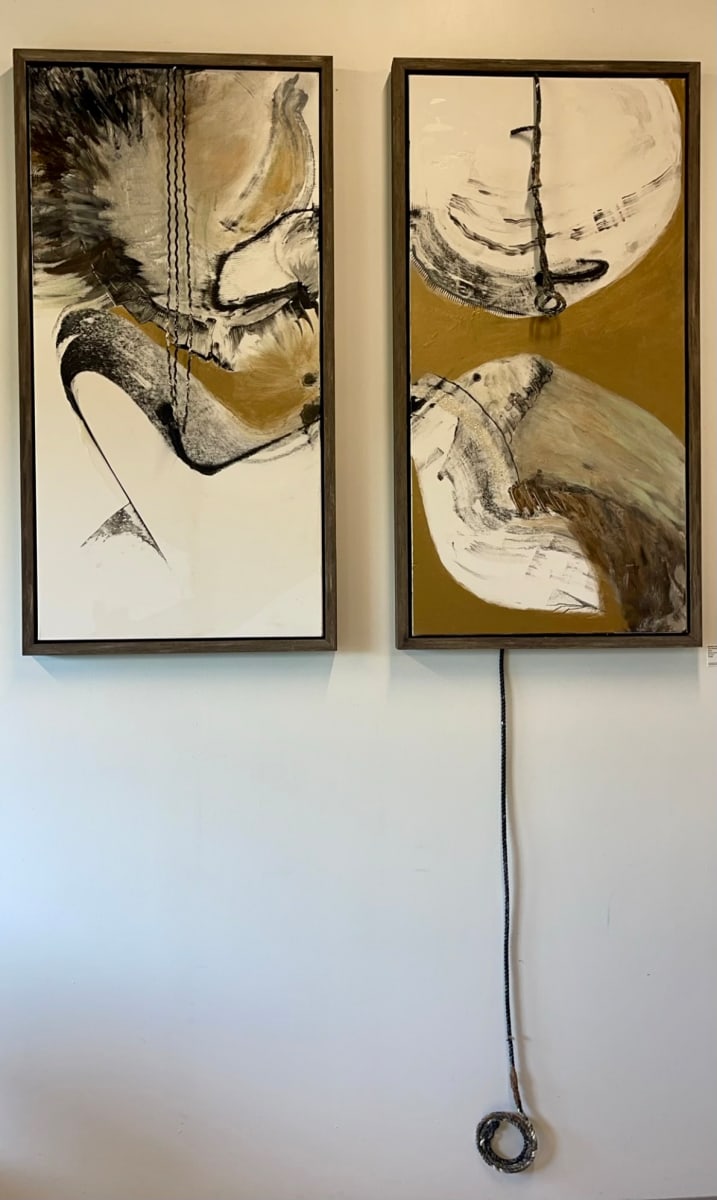 The Meeting of Two Worlds (framed diptych) by Bonnie Levinson 