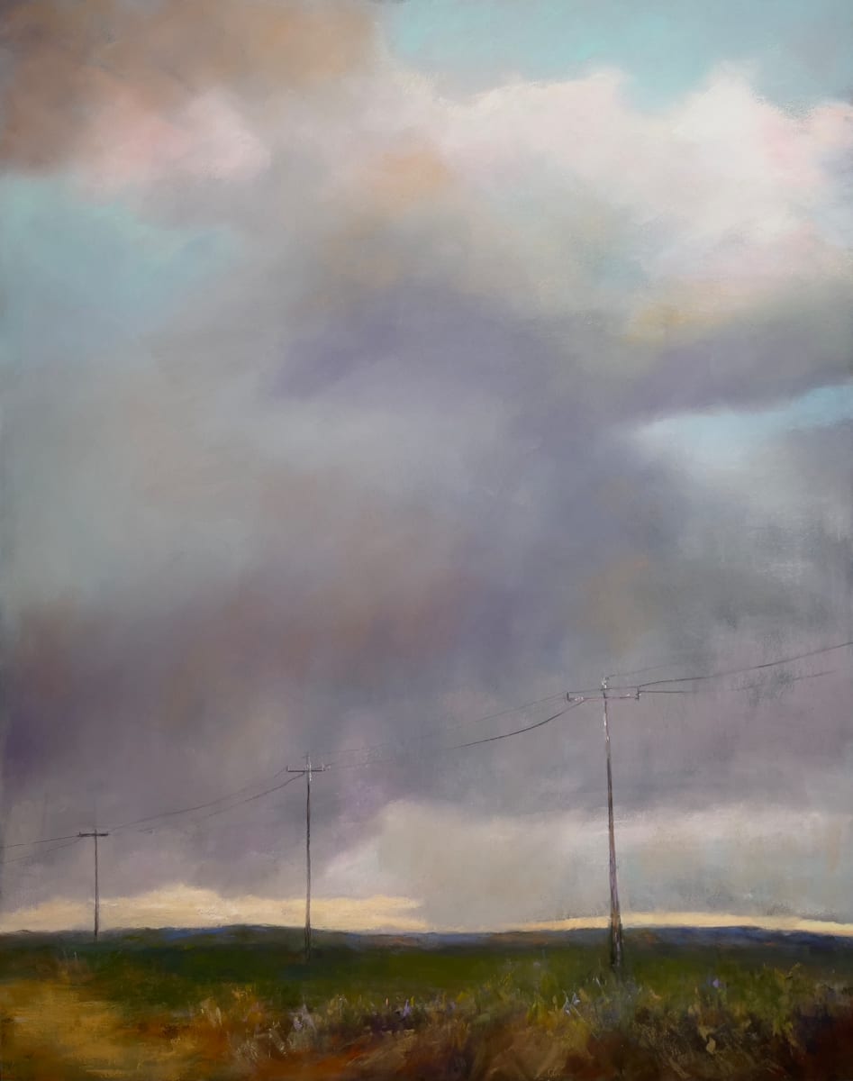 West Texas Skyway by Kahne Smith  Image:  This painting captures the sense of  self-reflection that occurs during long drives across the open road, humbled by the enormity of big skies.