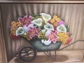 FLOWERS IN  WHEELBAROW by AMERLIN DELINOIS, Image 1.