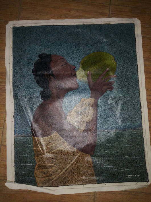 LADY DRINKING  (UNFRAMED) by AMERLIN DELINOIS, Image 1.