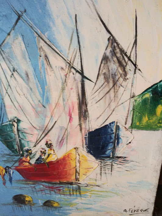 BOAT SCENE  (UNFRAMED) by . EVEQUE, Image 1.
