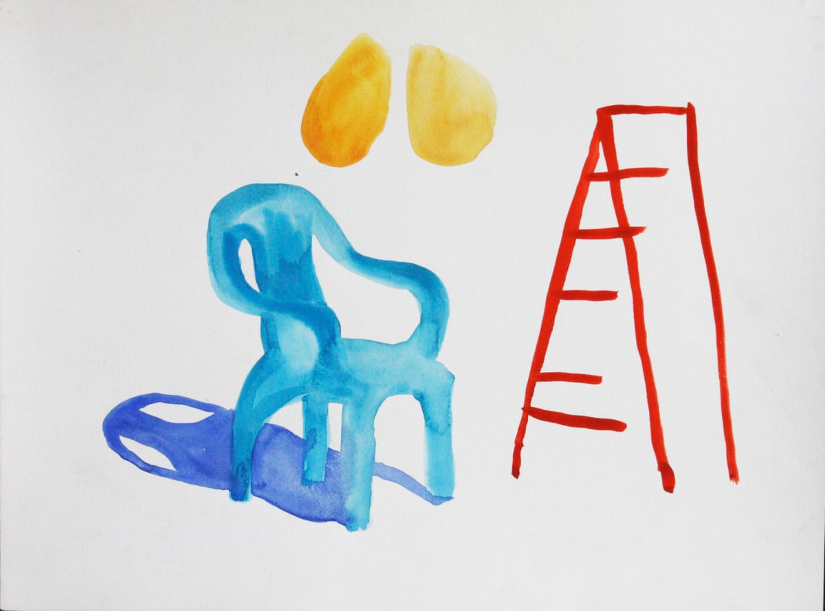 Blue chair and ladder 