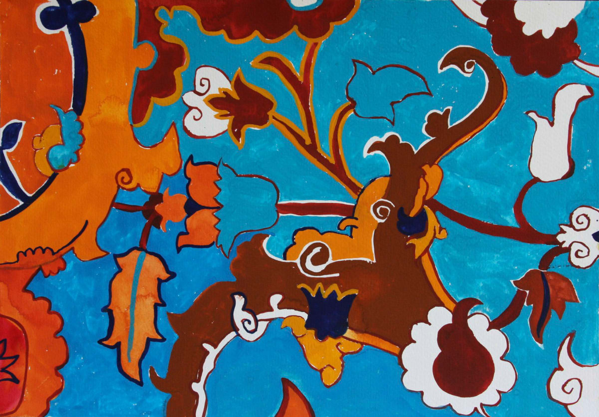 Flower textile design, Image 1.