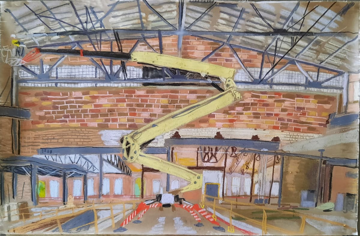 Central building with crane, Image 1.
