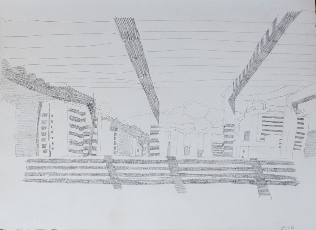 Rooftop rails sketch by Natalya 