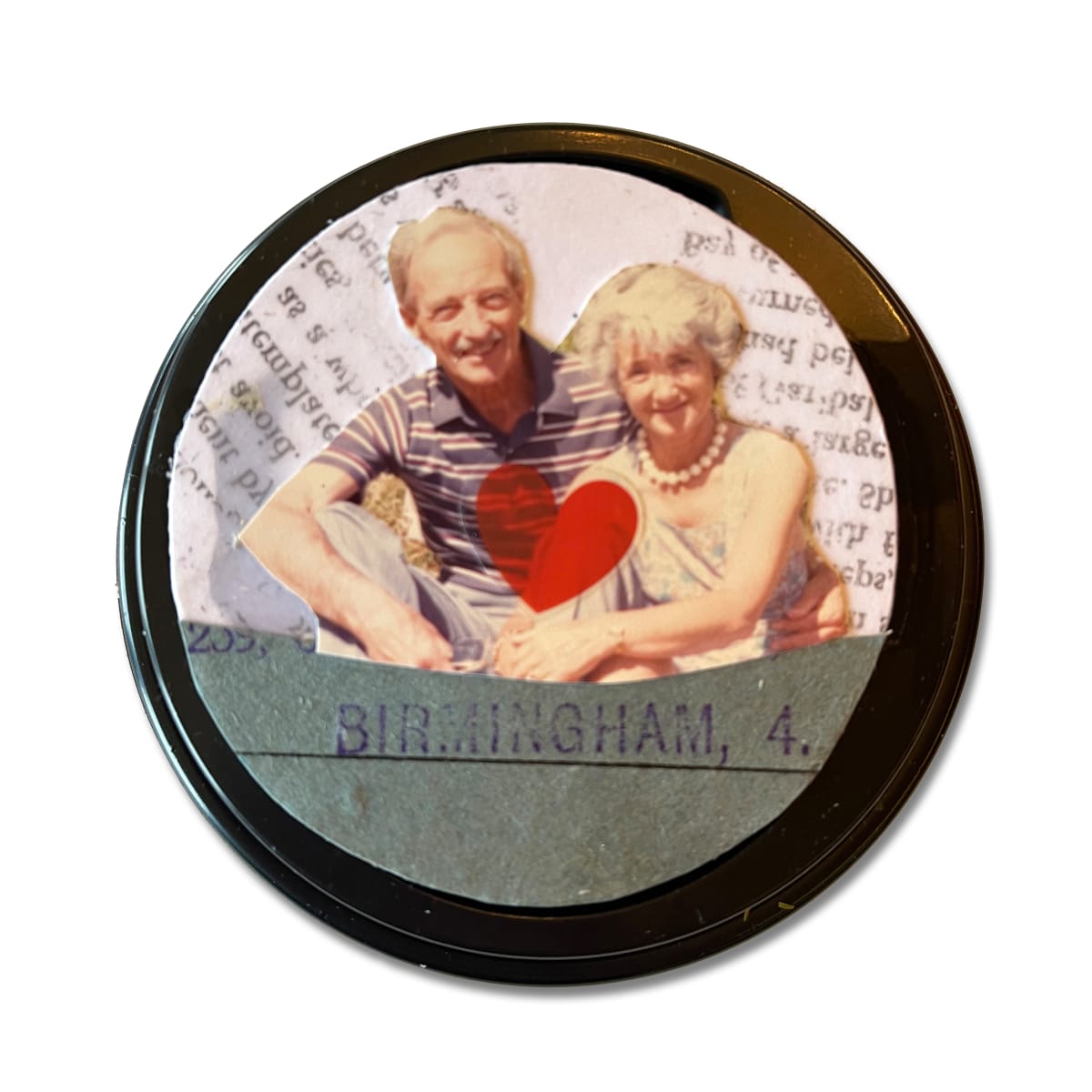 Emma Davis, Untitled, 2021, 3 x 3 in, United Kingdom, Coffee Cup Lid Collage by Emma Davis, Image 1.