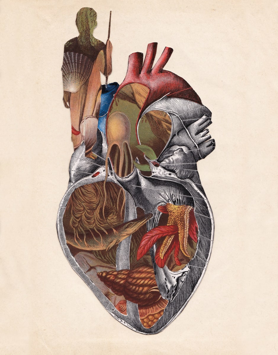 Heart Tank  Image: Artist: Kevin Brandtner
Title: Heart Tank 
Date: 2018
Dimensions: 8.25" x 4.25"
Medium: Analog Collage
Acquisition Date: 2019
Credit: Doug + Laurie Kanyer Art Collection
Reference: KAC2019C1
