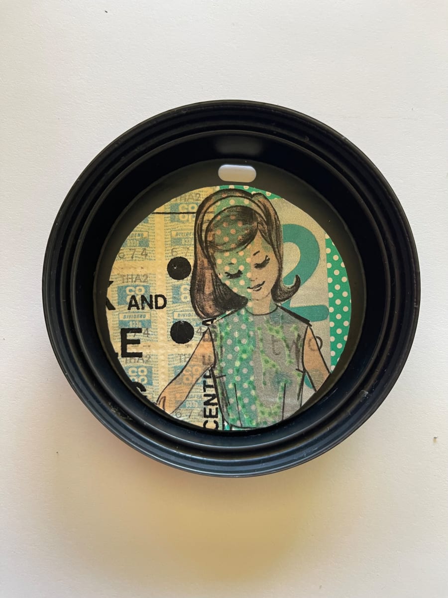 Untitled by Miranda Millward  Image: Miranda Millward, Untitled, 2021, 3 inches, United Kingdom, Coffee Cup Lid Collage 
