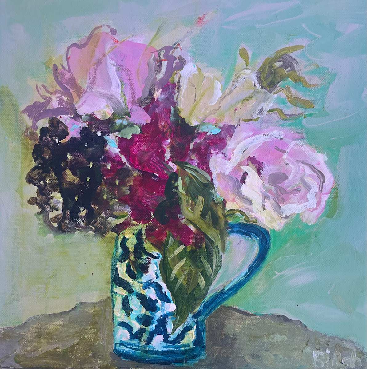 Bouquet in a Dutch Mug by Lesley Birch 