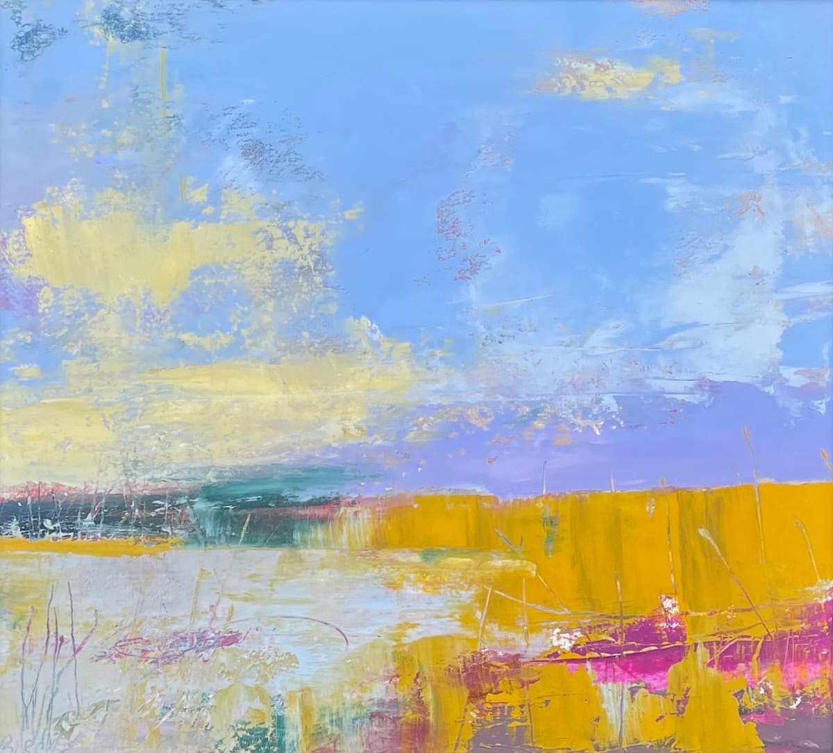 Headland, Lilac Sky by Lesley Birch 