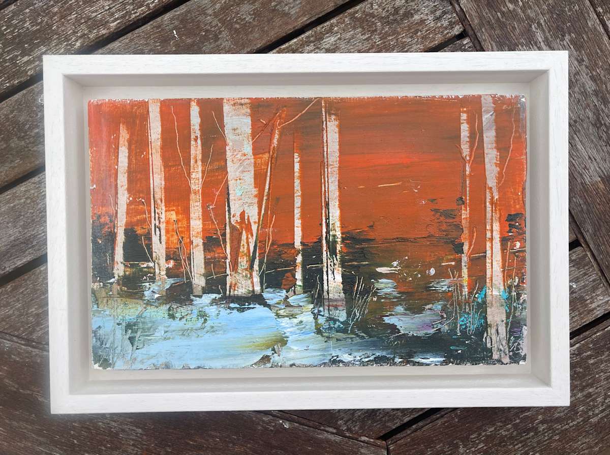 Trees, Water and Red Sky by Lesley Birch, Image 2.