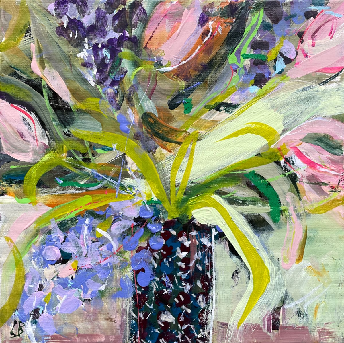 Tulips and Hyacinths in a Patterned Pot, Image 1.