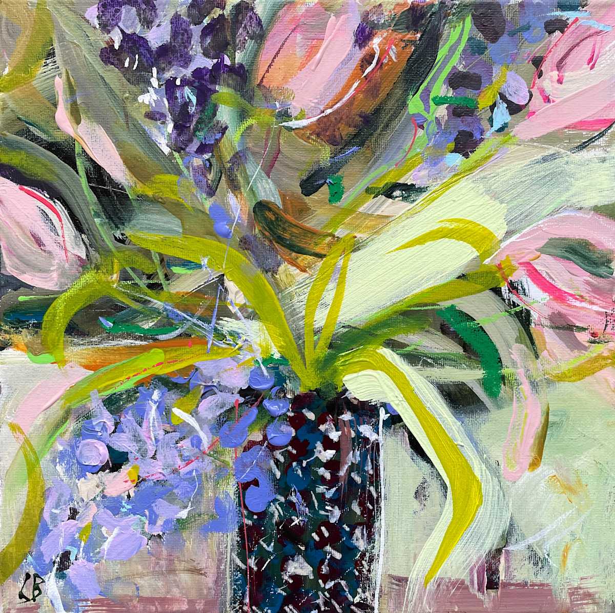 Tulips and Hyacinths in a Patterned Pot, Image 1.