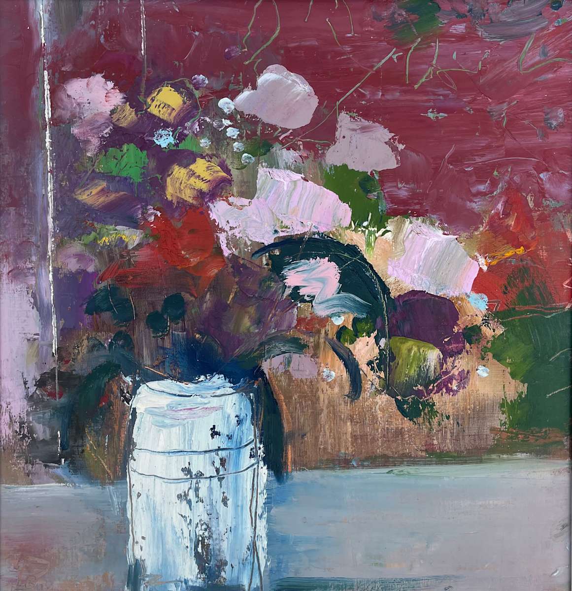 Blooms, White Pot by Lesley Birch 