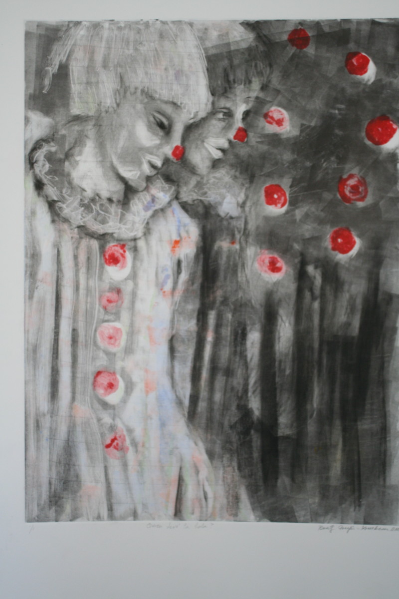 JUGGLERS 2, Print-Monotype by Beatriz Mejia-Krumbein 