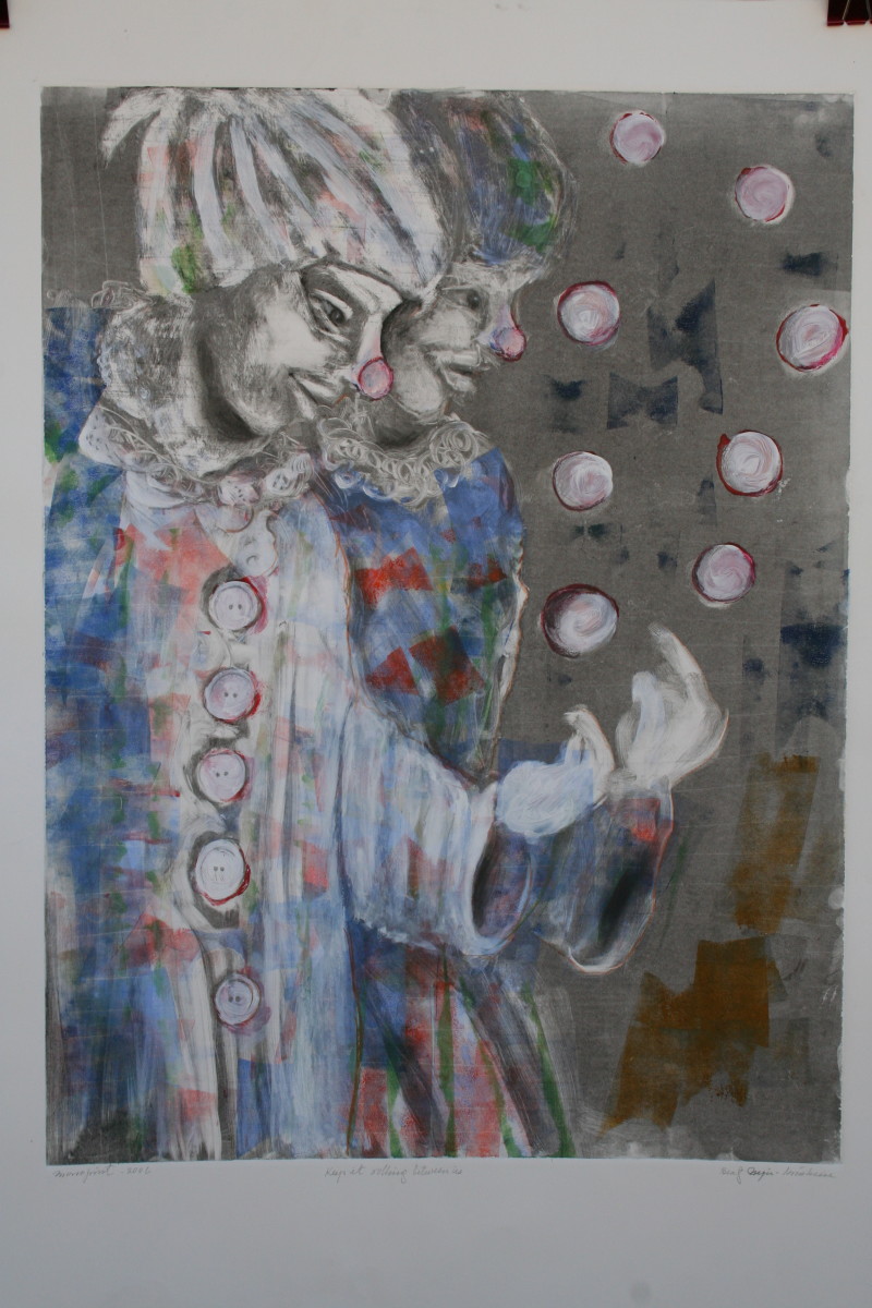 JUGGLERS1, Print-Monotype by Beatriz Mejia-Krumbein 