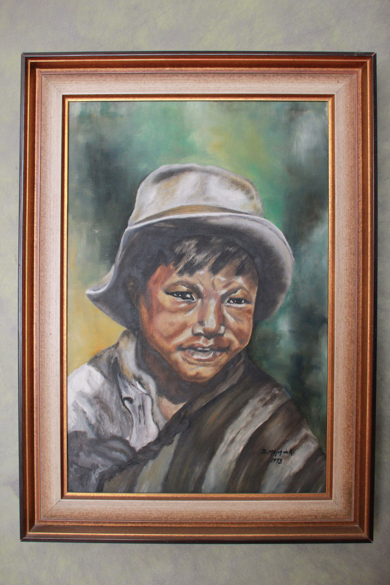 NIÑO CAMPESINO, Painting - Oil -Early Work by Beatriz Mejia-Krumbein 