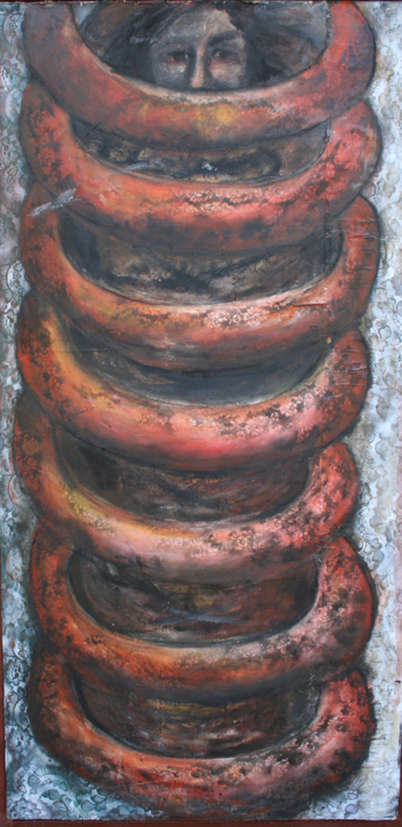 SPRING COIL 2, Painting - Tension Series by Beatriz Mejia-Krumbein 