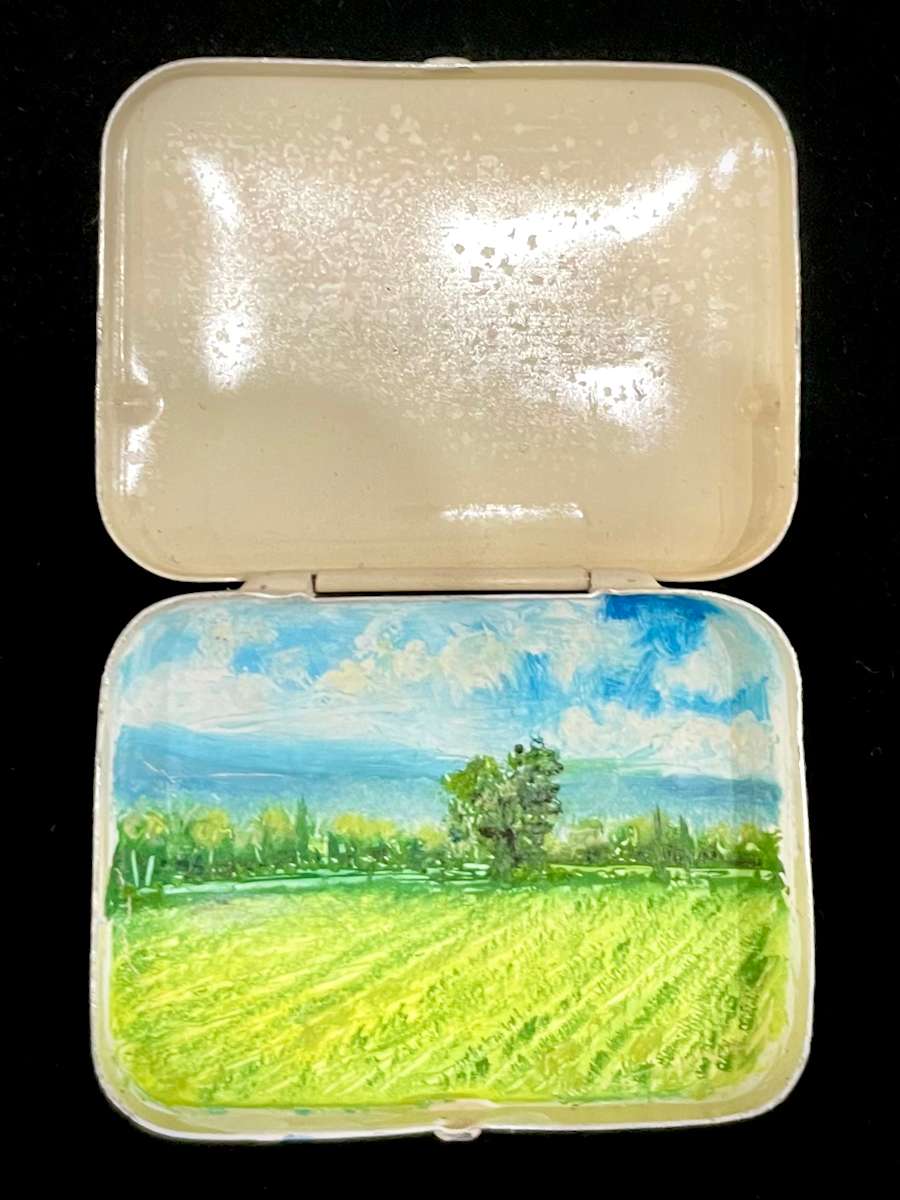 Italian Field - Single Soovain Medicine Tin Painting by Shelley Vanderbyl 