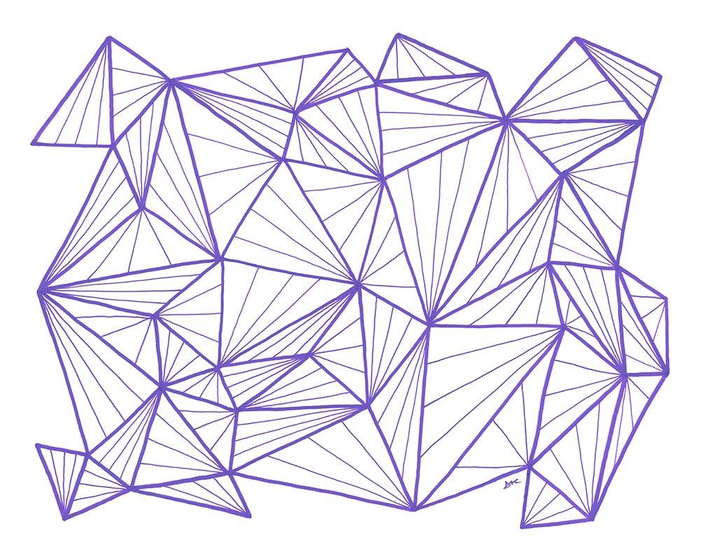 "Pattern Study 21: Purple" Drawing 14x11 by Debbie Clapper 