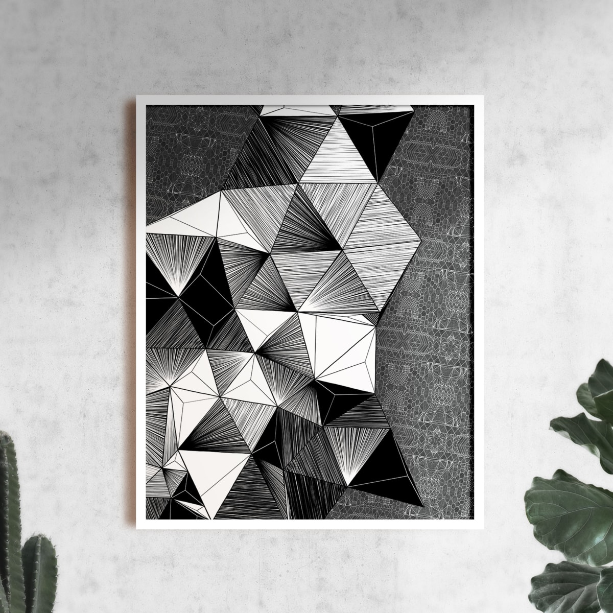 "Conscious Growth 061" Large One-of-a-Kind Print by Debbie Clapper  Image: Conscious Growth Print 061, a black and white one of a kind archival modern art print