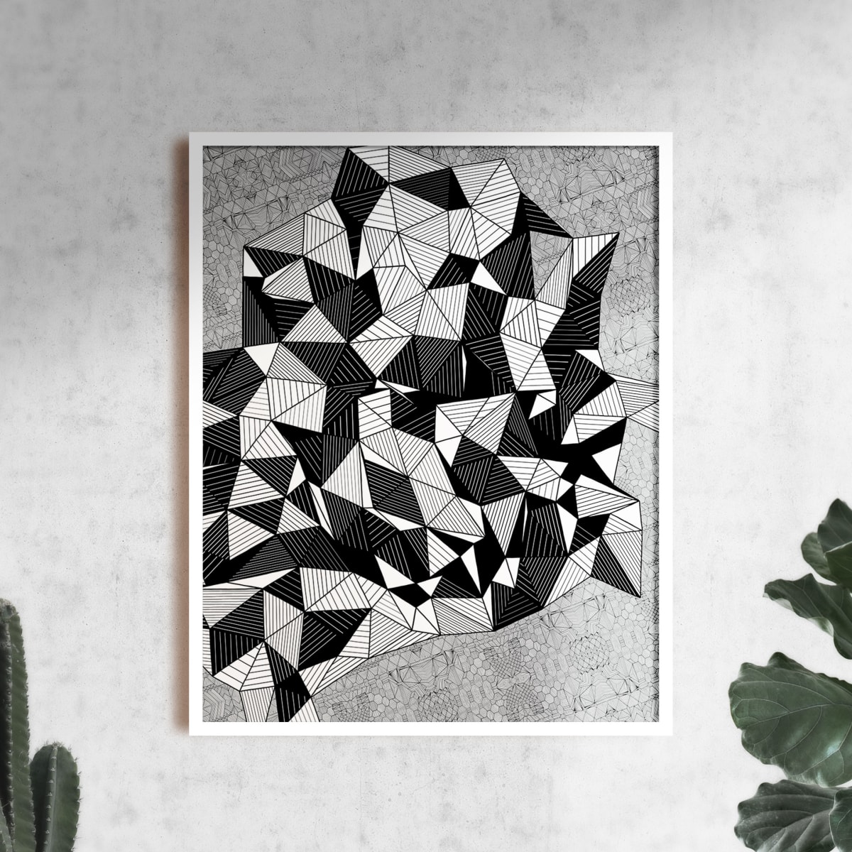 "Conscious Growth 063" Large One-of-a-Kind Print by Debbie Clapper  Image: Conscious Growth Print 063, a black and white one of a kind archival modern art print