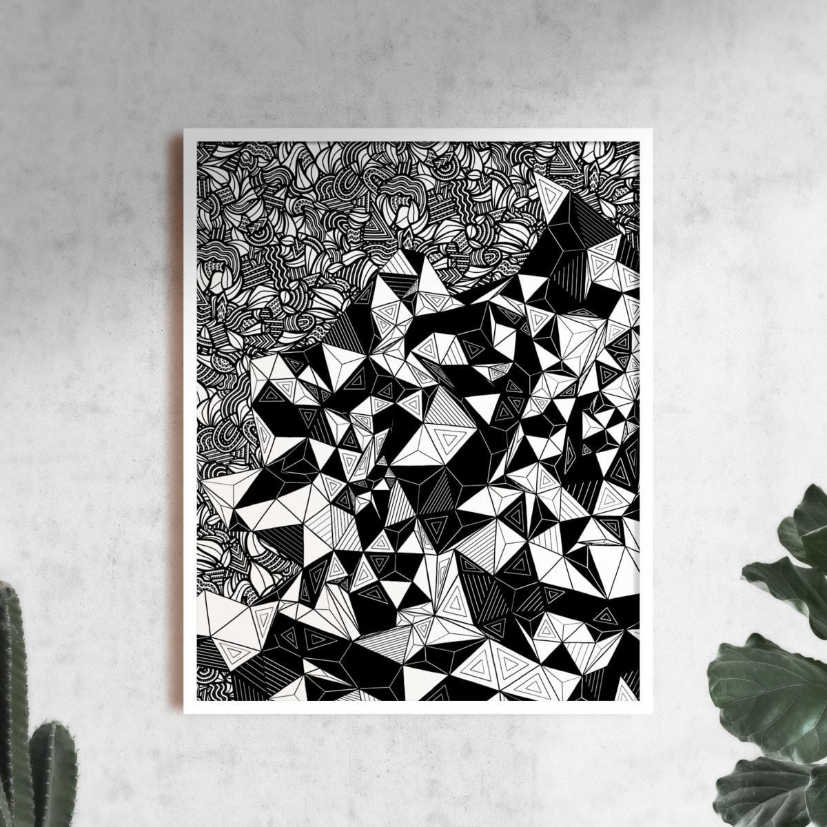 "Conscious Growth 064" Large One-of-a-Kind Print by Debbie Clapper  Image: Conscious Growth Print 064, a black and white one of a kind archival modern art print