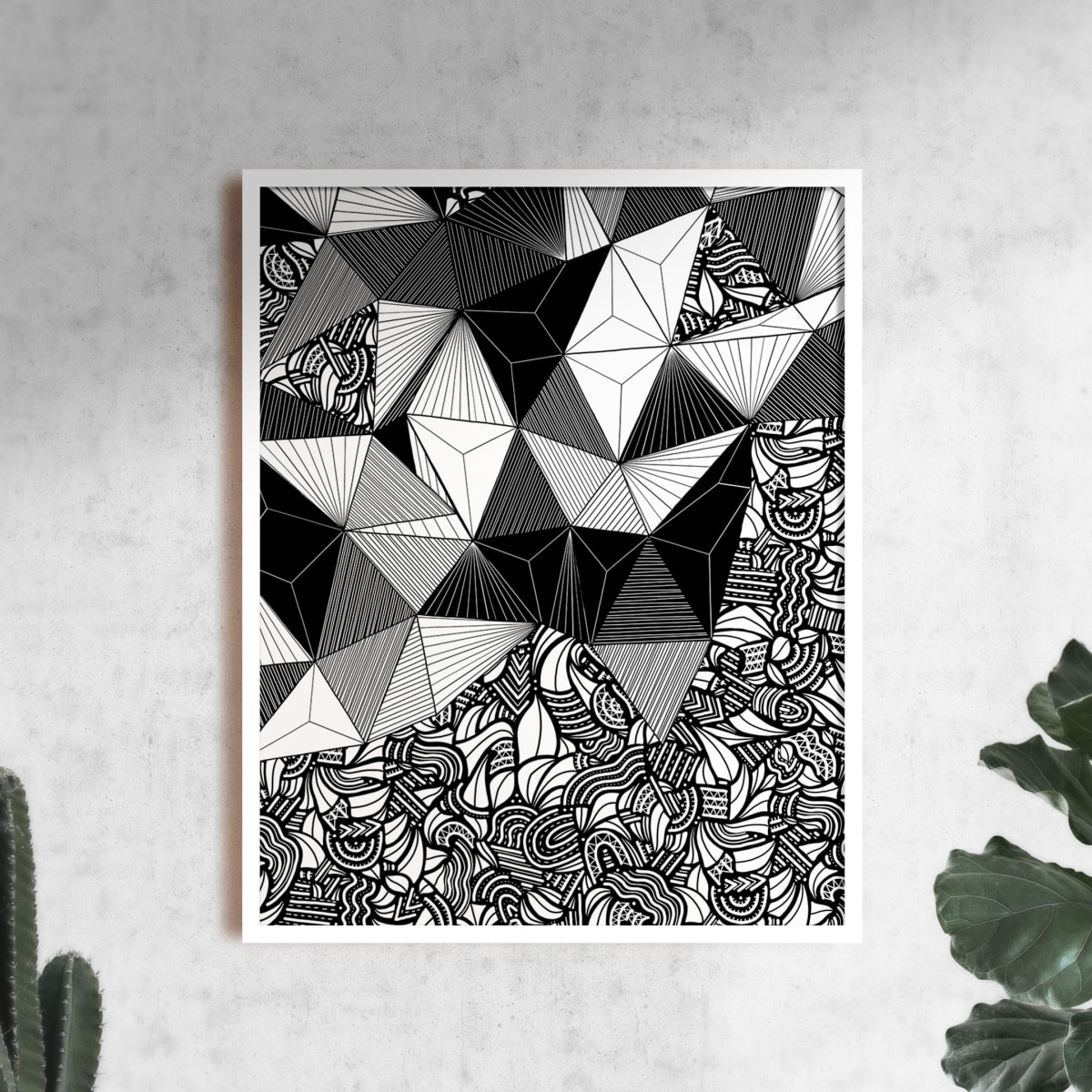 "Conscious Growth 065" Large One-of-a-Kind Print by Debbie Clapper  Image: Conscious Growth Print 065, a black and white one of a kind archival modern art print