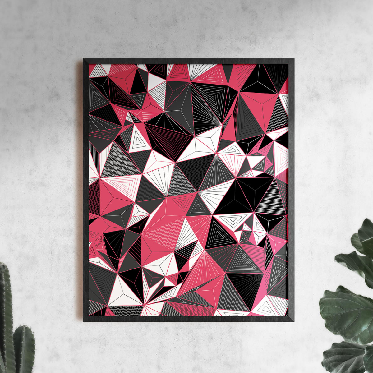 "Conscious Growth 068" Large One-of-a-Kind Print by Debbie Clapper  Image: Conscious Growth Print 068, a pink, black and white one of a kind archival modern art print