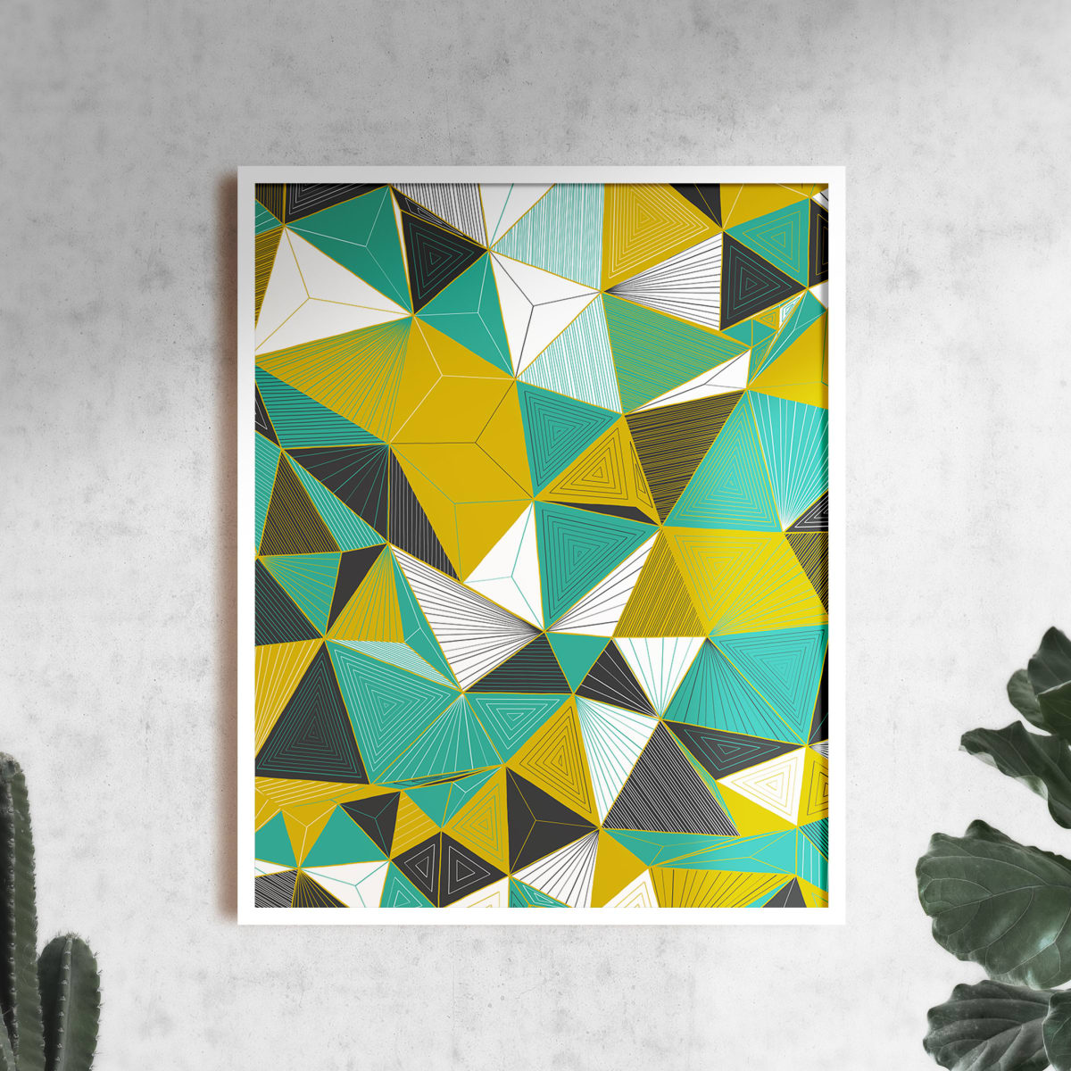 "Conscious Growth 072" Large One-of-a-Kind Print by Debbie Clapper  Image: Conscious Growth Print 072, a green, yellow, black and white one of a kind archival modern art print