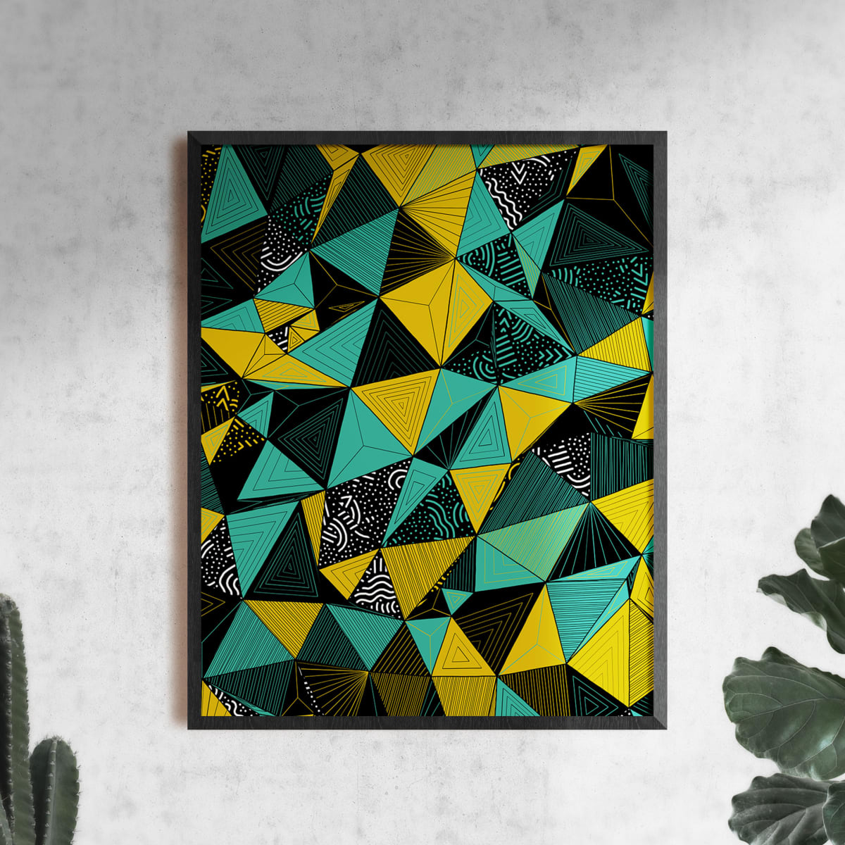 "Conscious Growth 073" Large One-of-a-Kind Print by Debbie Clapper  Image: Conscious Growth Print 073, a green, yellow, black and white one of a kind archival modern art print