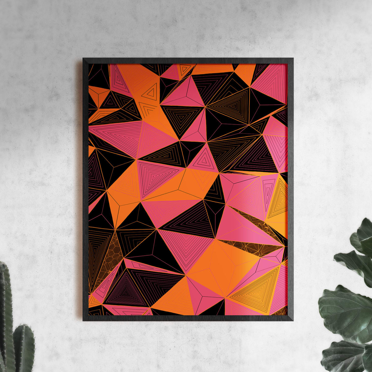 "Conscious Growth 078" Large One-of-a-Kind Print by Debbie Clapper  Image: Conscious Growth Print 078, a pink, orange, black and white one of a kind archival modern art print