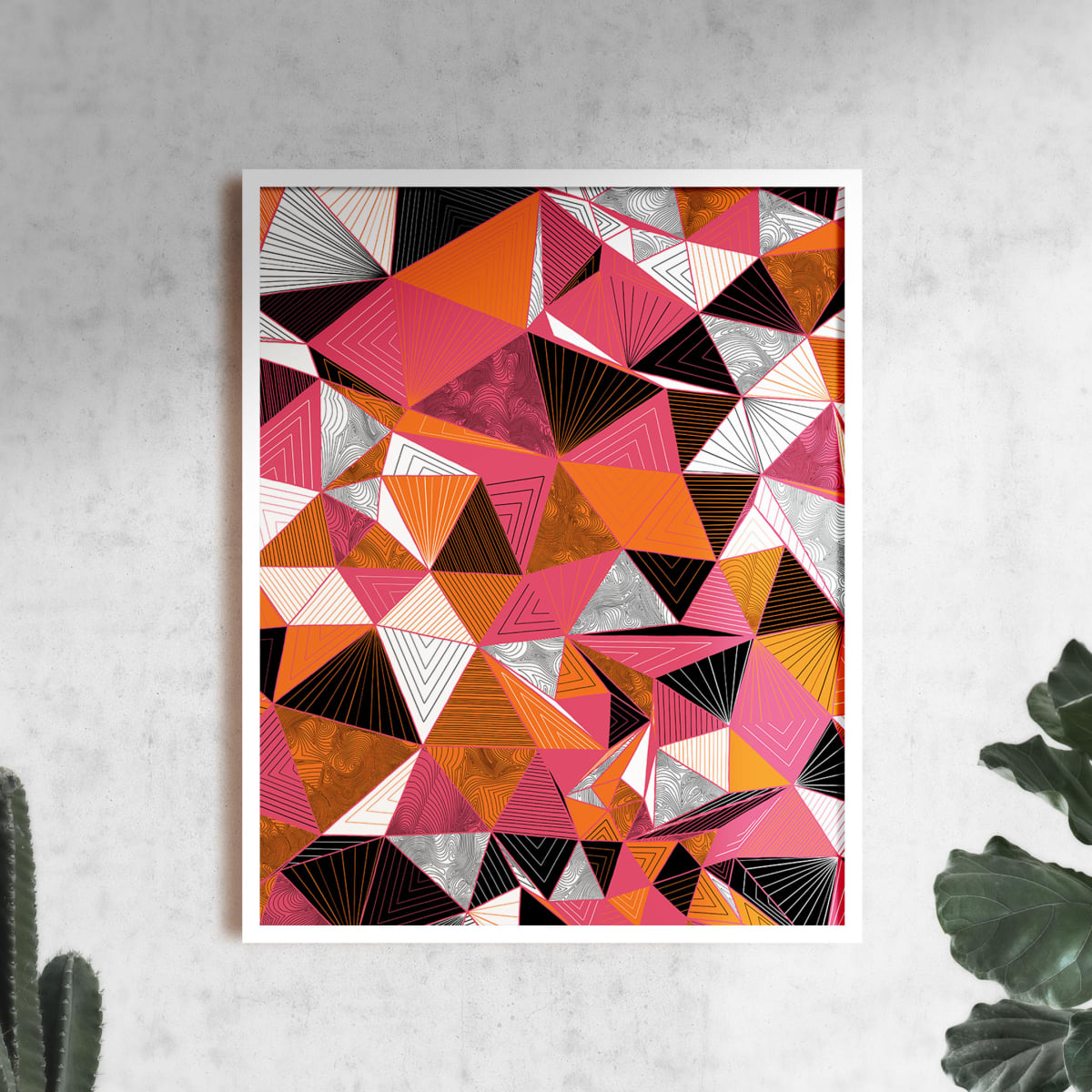 "Conscious Growth 079" Large One-of-a-Kind Print by Debbie Clapper  Image: Conscious Growth Print 079, a pink, orange, black and white one of a kind archival modern art print