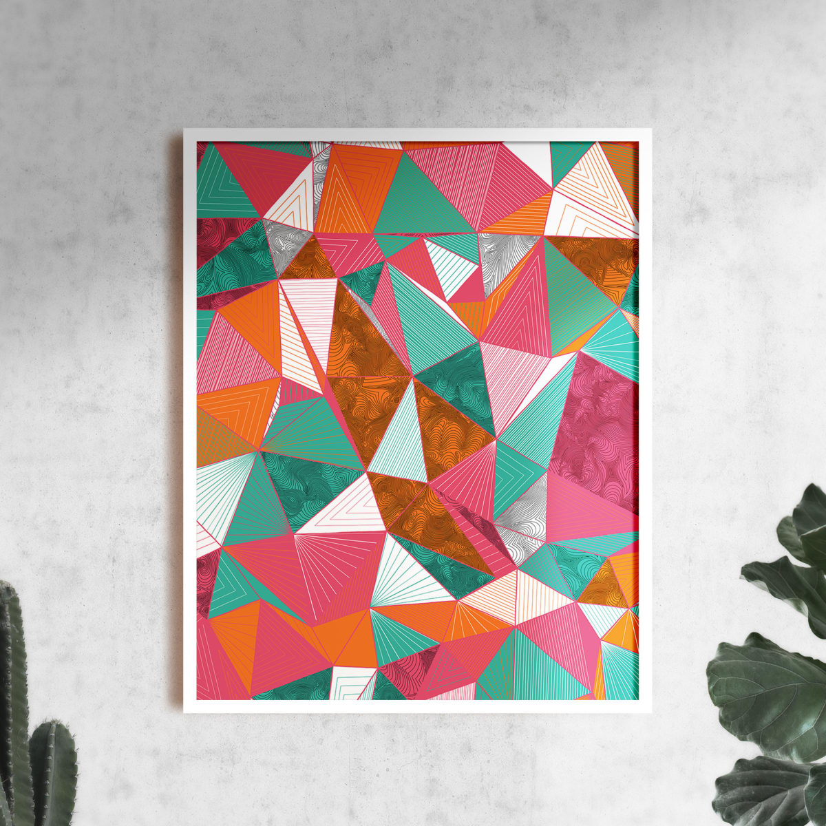 "Conscious Growth 082" Large One-of-a-Kind Print by Debbie Clapper  Image: Conscious Growth Print 082, a pink, orange, green, black and white one of a kind archival modern art print