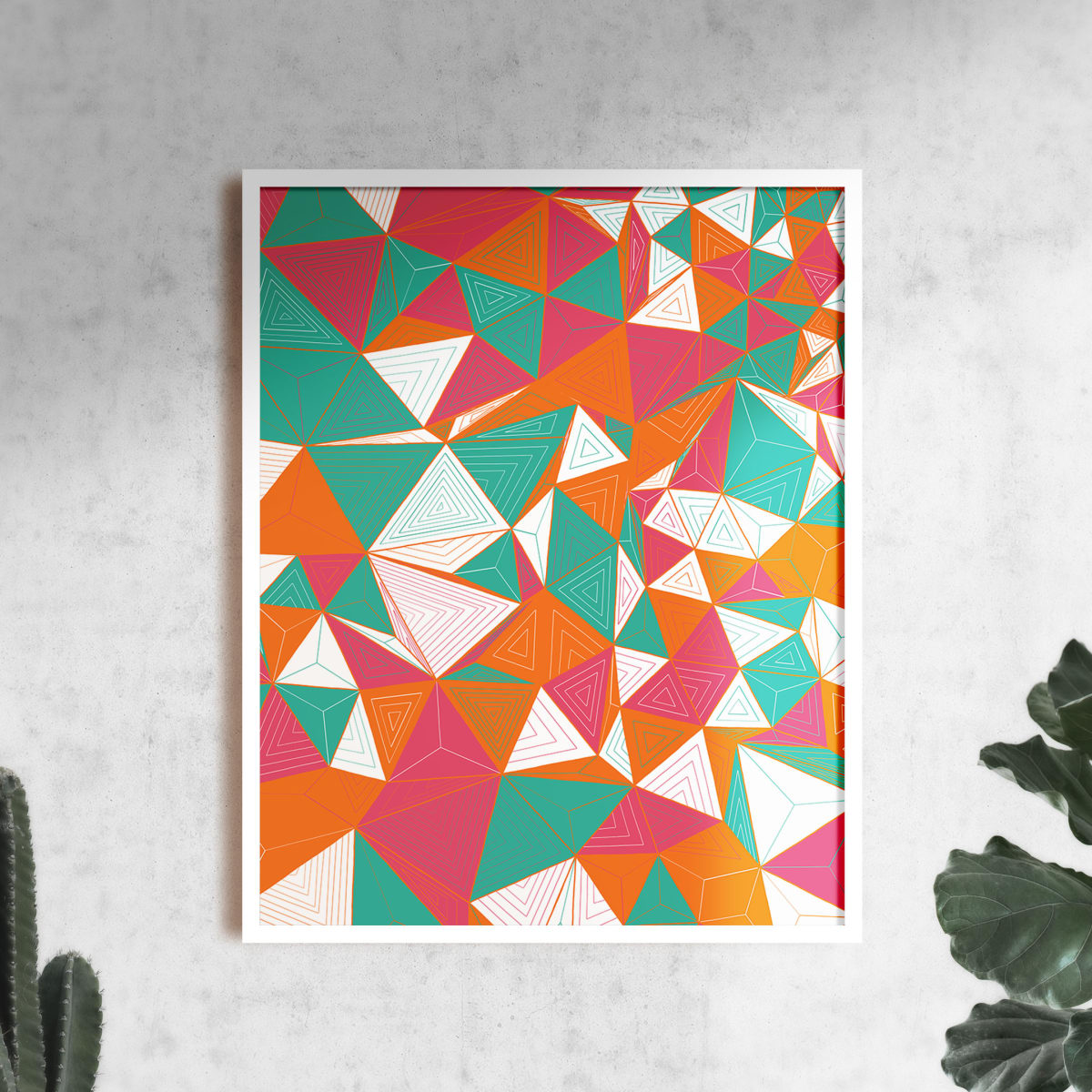 "Conscious Growth 084" Large One-of-a-Kind Print by Debbie Clapper  Image: Conscious Growth Print 084, a pink, teal, orange, and white one of a kind archival modern art print