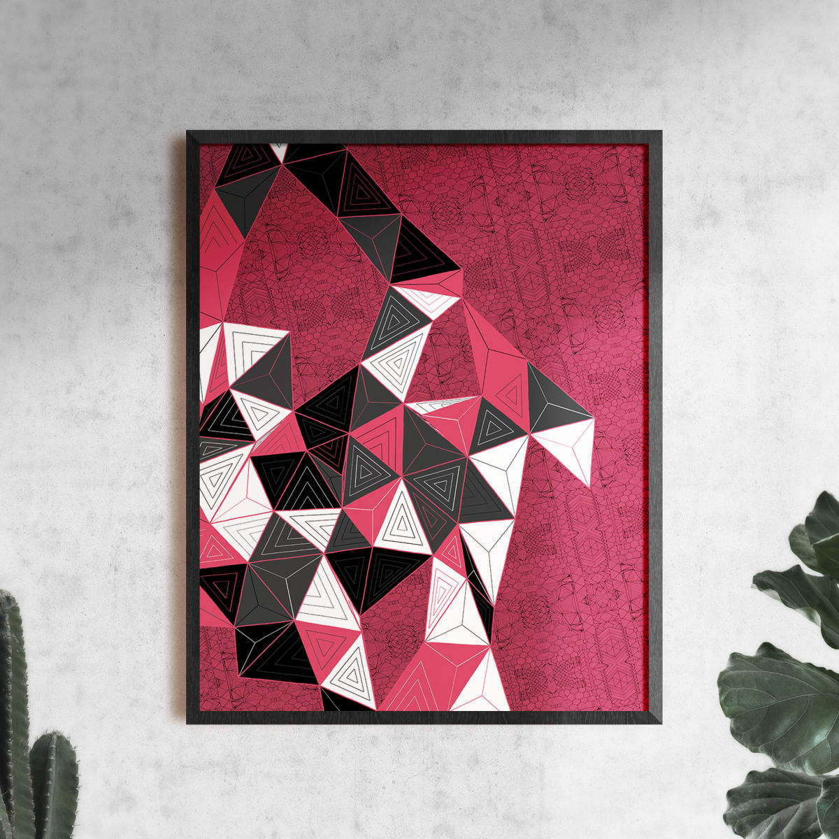 "Conscious Growth 086" Large One-of-a-Kind Print by Debbie Clapper  Image: Conscious Growth Print 086, a pink, black and white one of a kind archival modern art print