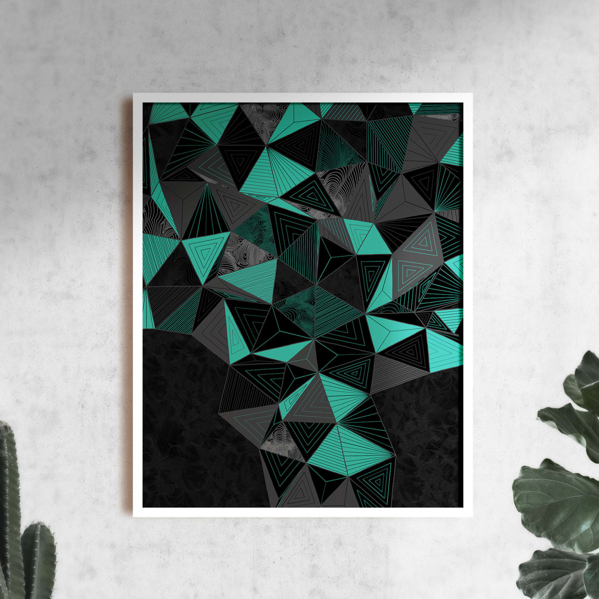 "Conscious Growth 089" Large One-of-a-Kind Print by Debbie Clapper  Image: Conscious Growth Print 089, a black, green, and gray one of a kind archival modern art print