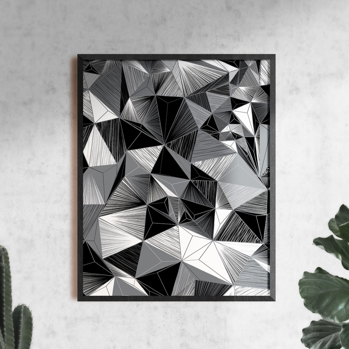 "Conscious Growth 096" Large One-of-a-Kind Print by Debbie Clapper  Image: Conscious Growth Print 096, a black, white, and gray one of a kind archival modern art print