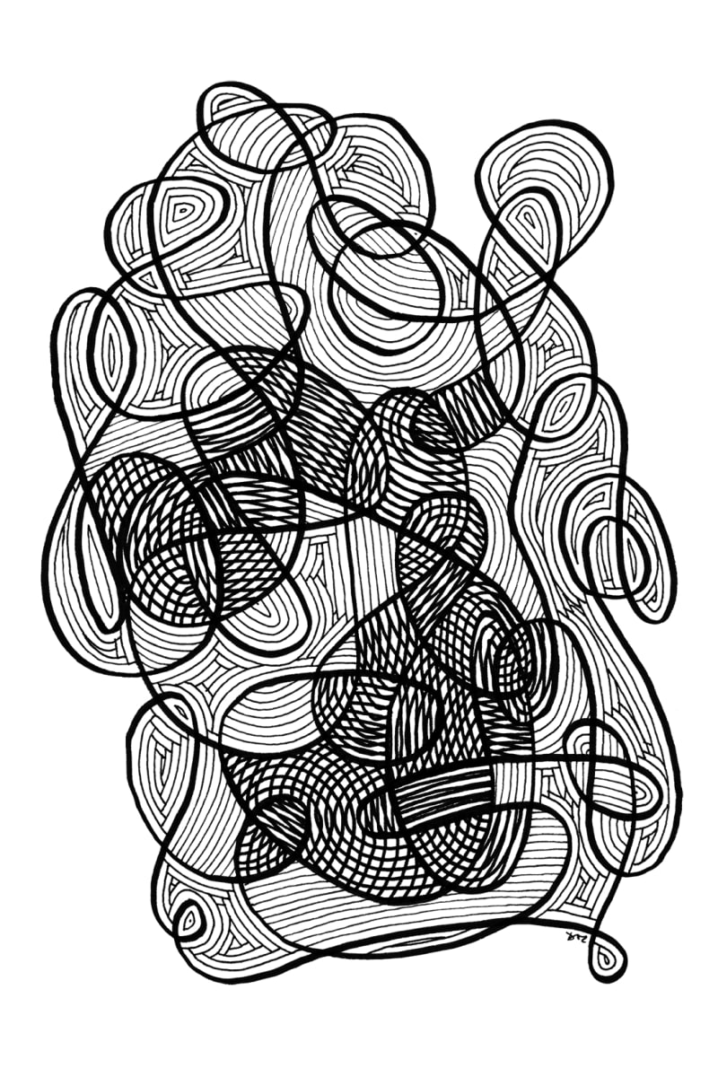 "Whirlwind 6" Drawing 4x6 by Debbie Clapper 