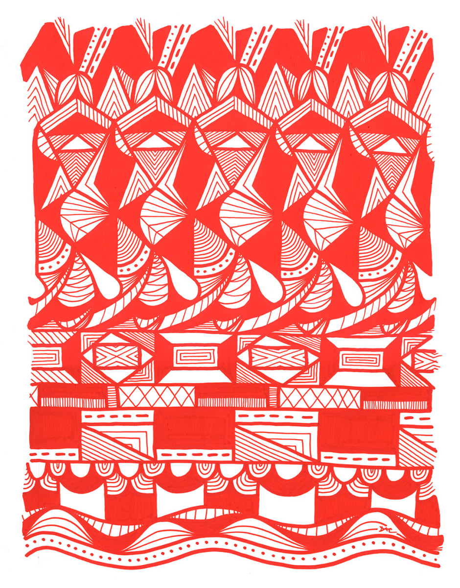 "Pattern Study 4: Red" Drawing 11x14 by Debbie Clapper, Image 3.