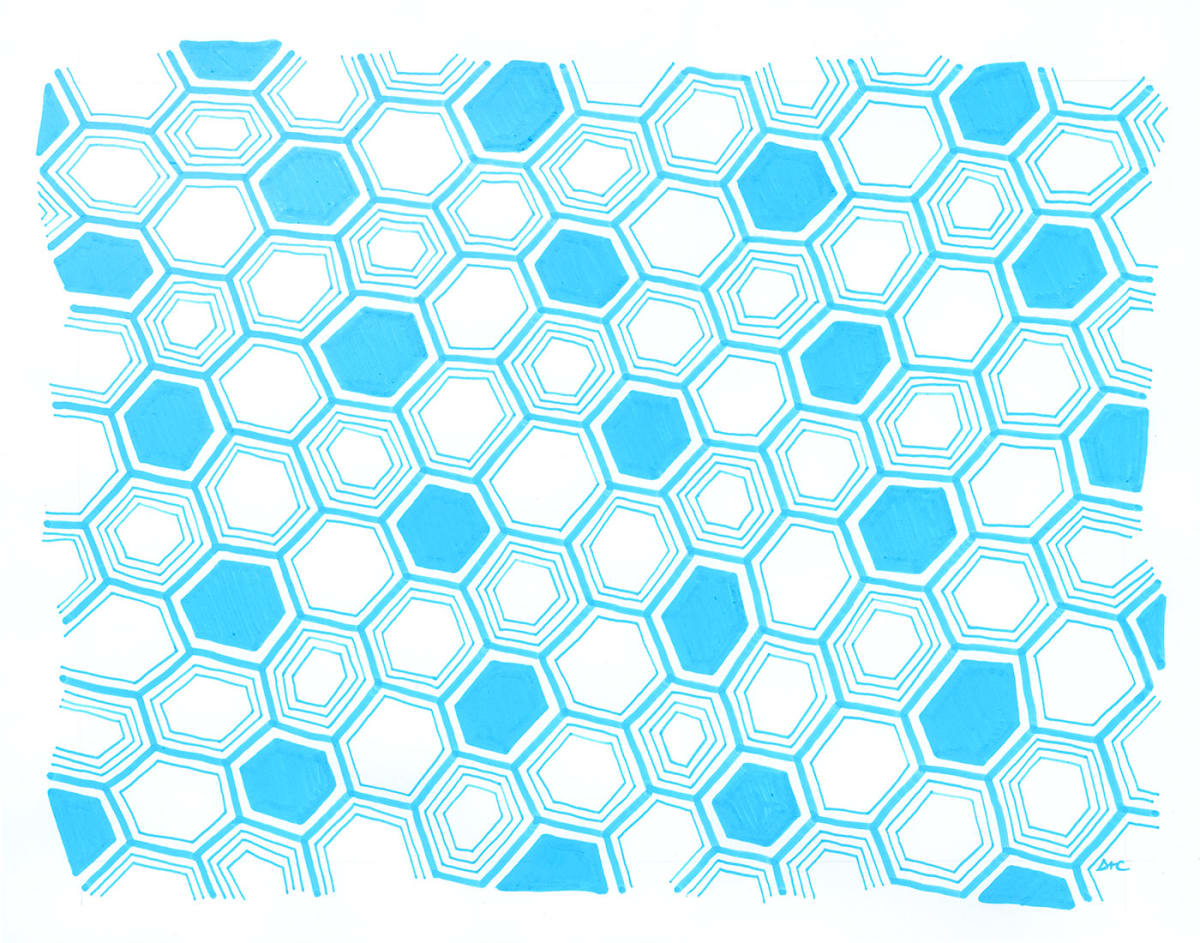 Pattern Study 5: Light Blue – Unframed Original Drawing by Debbie Clapper 